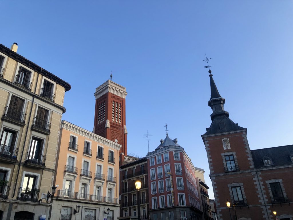 Buildings near Plaza Mayor in Madrid.