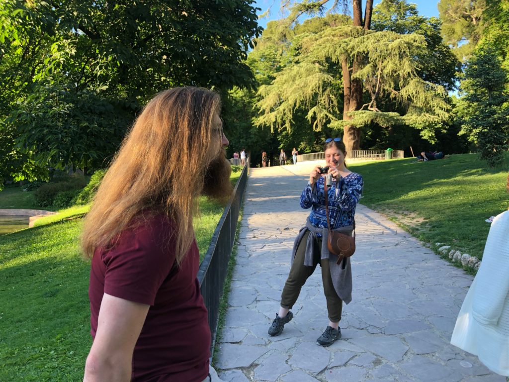 Em and Lincoln in Retiro park, Madrid.