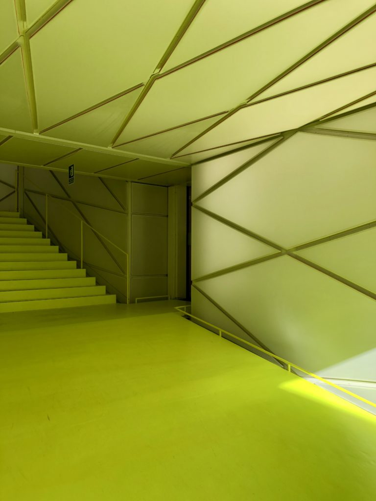 Neon yellow corridor.