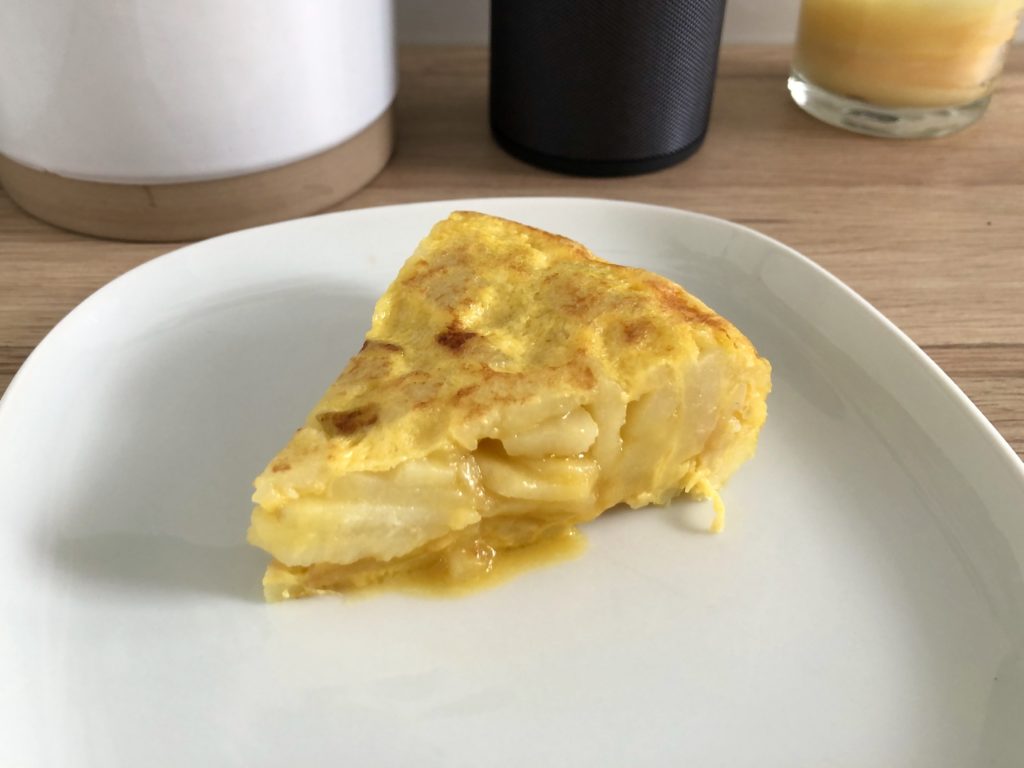 A slice of the Spanish omelette.