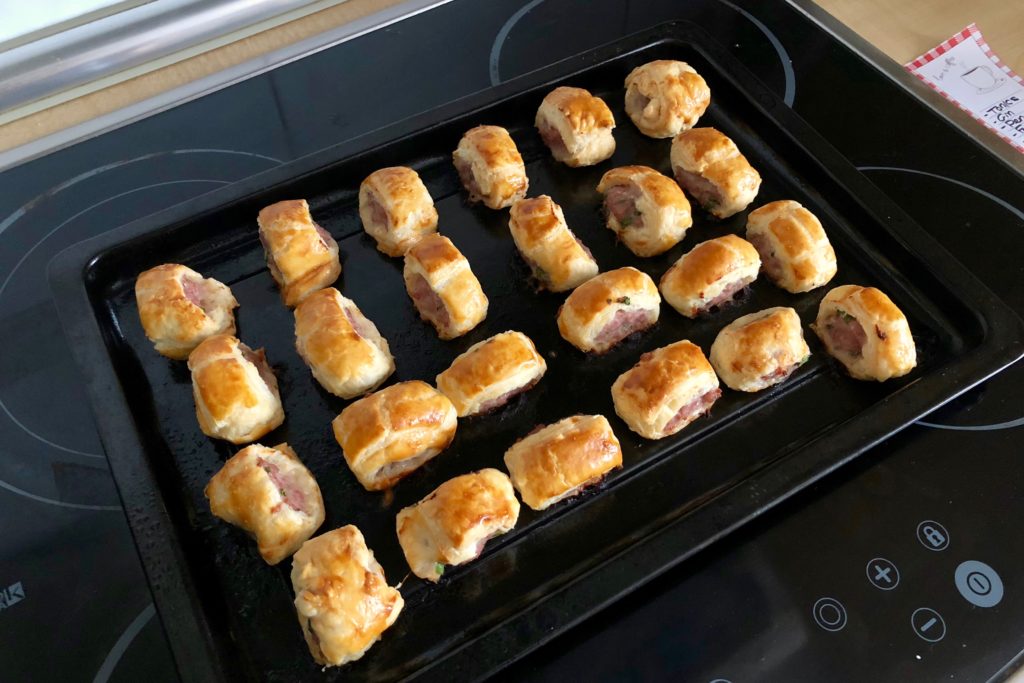 The freshly baked sausage rolls