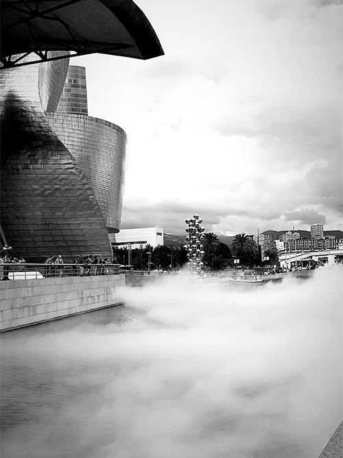 Smoke rolls over Bilbao