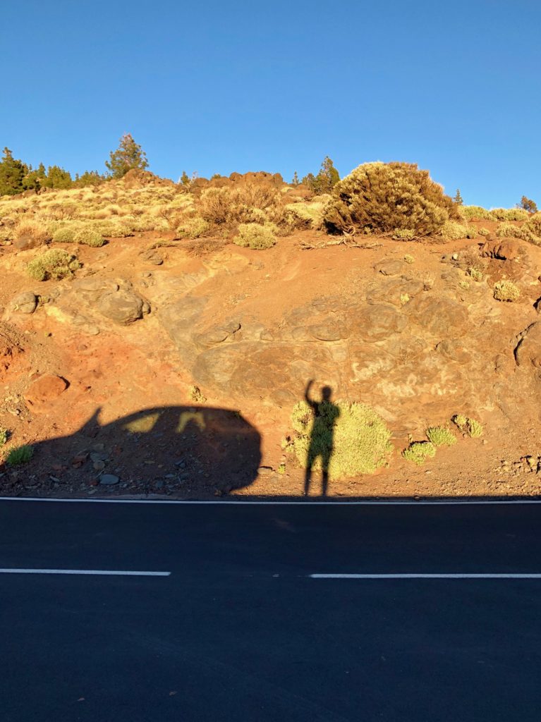 My shadow against the cliffs of Teide, Tenerife.